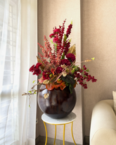Dramatic Crimson Dried Flower Centerpiece With Pot